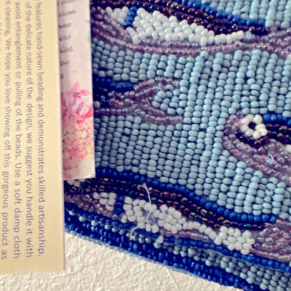 Beaded Blue Bird Pattern Clutch - Picture 4 of 6